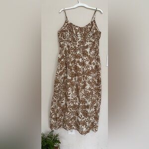 a.n.a Brown and Cream Floral Midi Dress